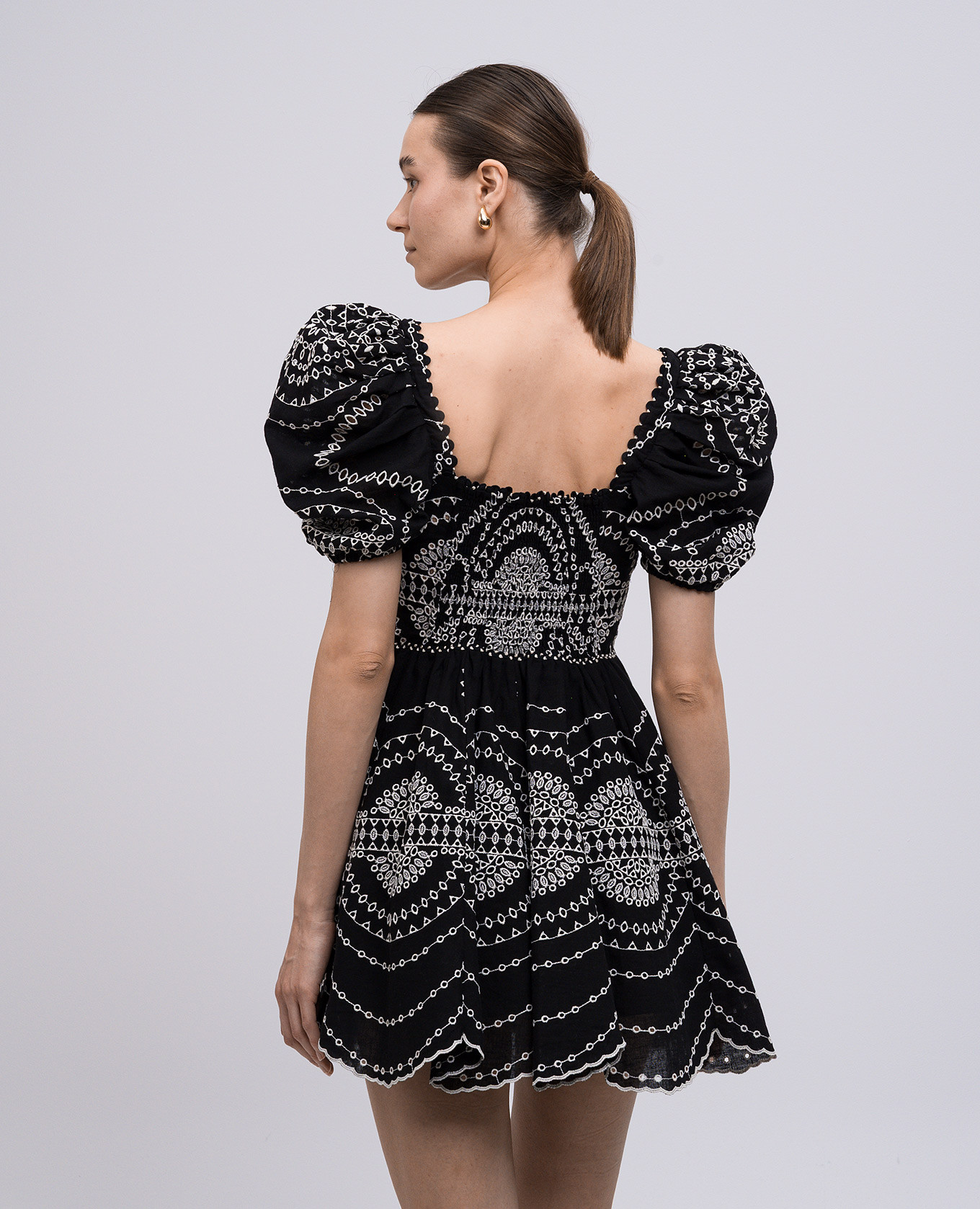 

Aliza black linen dress with embroidery Charo Ruiz
