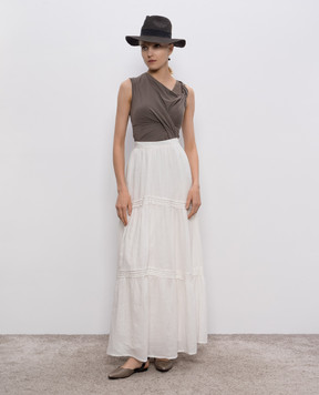 Ermanno Scervino White beaded nettle maxi skirt D302O302TBX