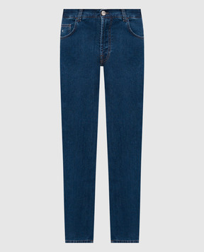 Stefano Ricci Blue jeans with logo patch MFT53B2030RT09BL