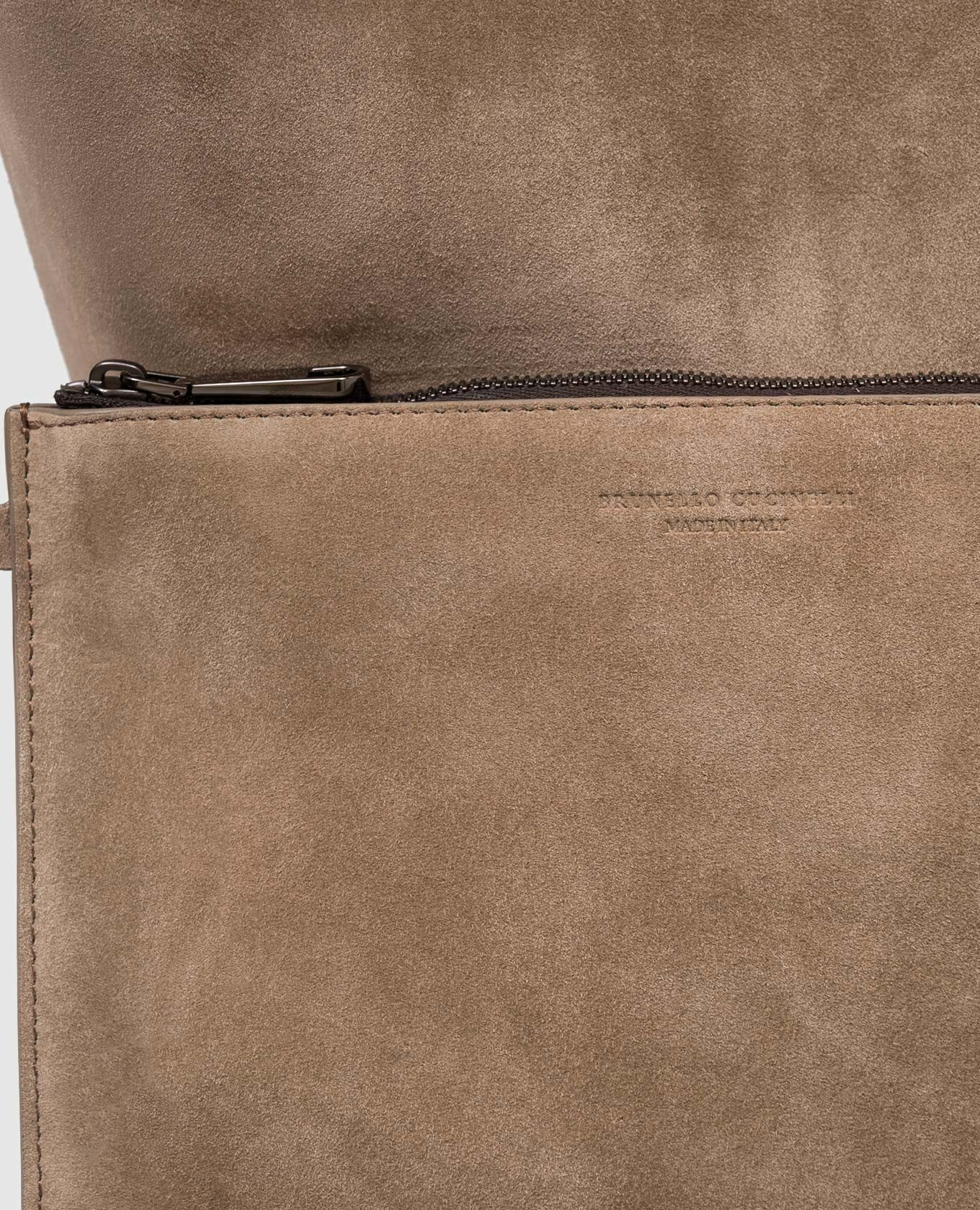 Beige suede bag with logo Brunello Cucinelli 4