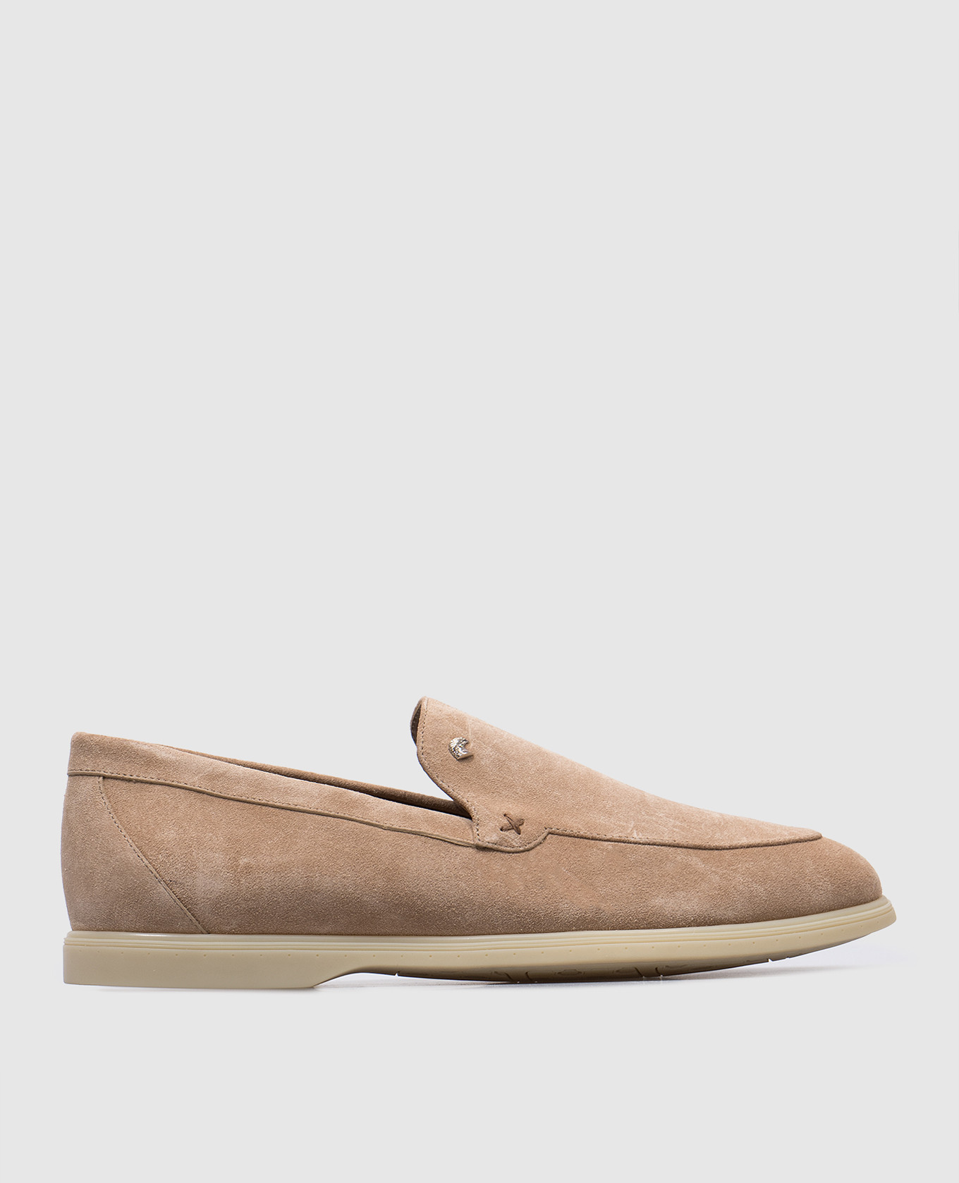 

Beige suede loafers with logo patch Stefano Ricci