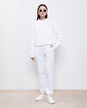 Dolce&Gabbana White sweatshirt with logo embroidery F9S14ZGDCNO