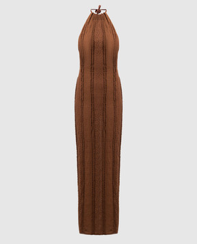 Charo Ruiz Brown Thea dress with lace 255613