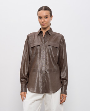 Brunello Cucinelli Brown blouse with wool MB150NC106