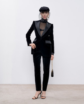 Dolce&Gabbana Black velvet pants with stripes FTC71TFUVG7
