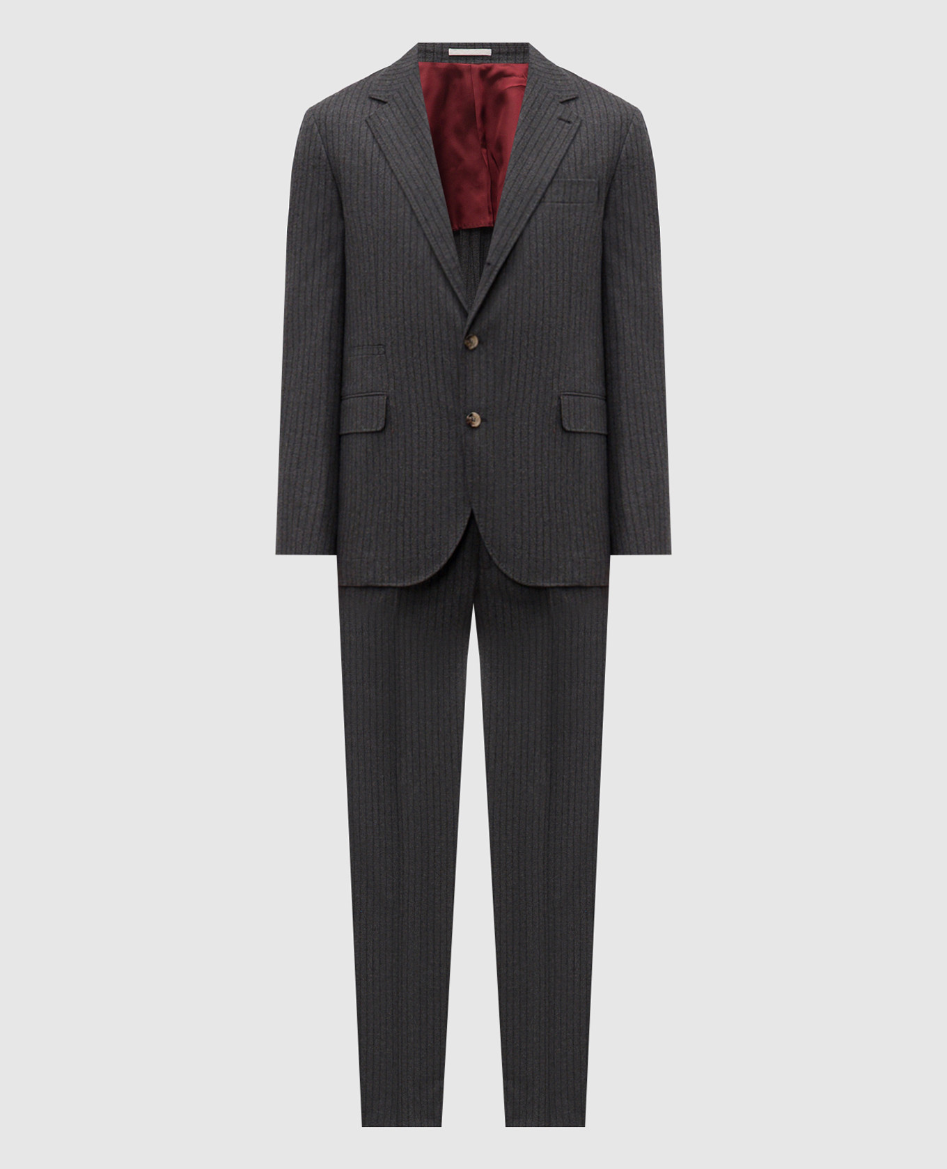 Gray striped wool suit Brunello Cucinelli