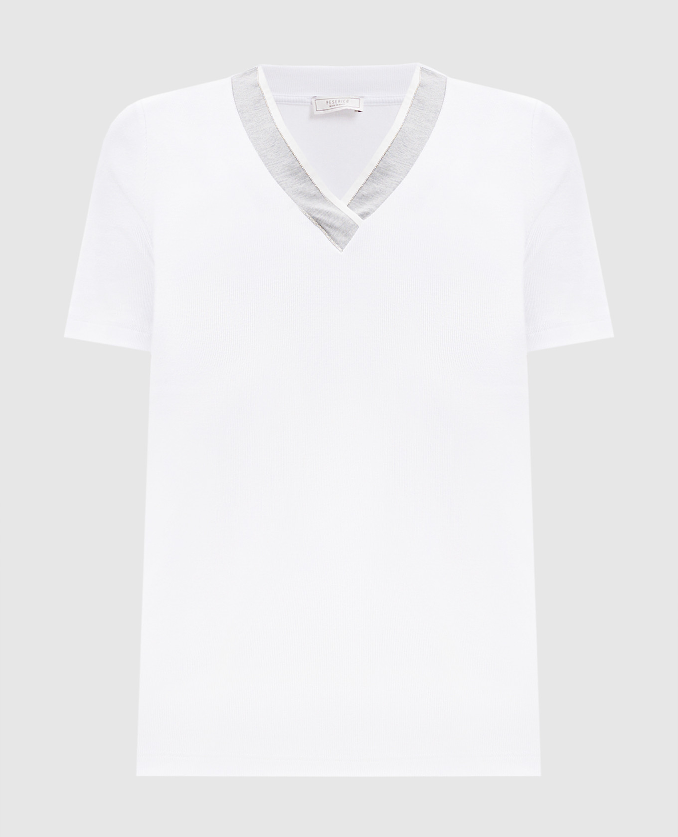 

White ribbed T-shirt with monil chain Peserico