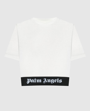 Palm Angels White t-shirt with logo pattern PWAA051S24JER001
