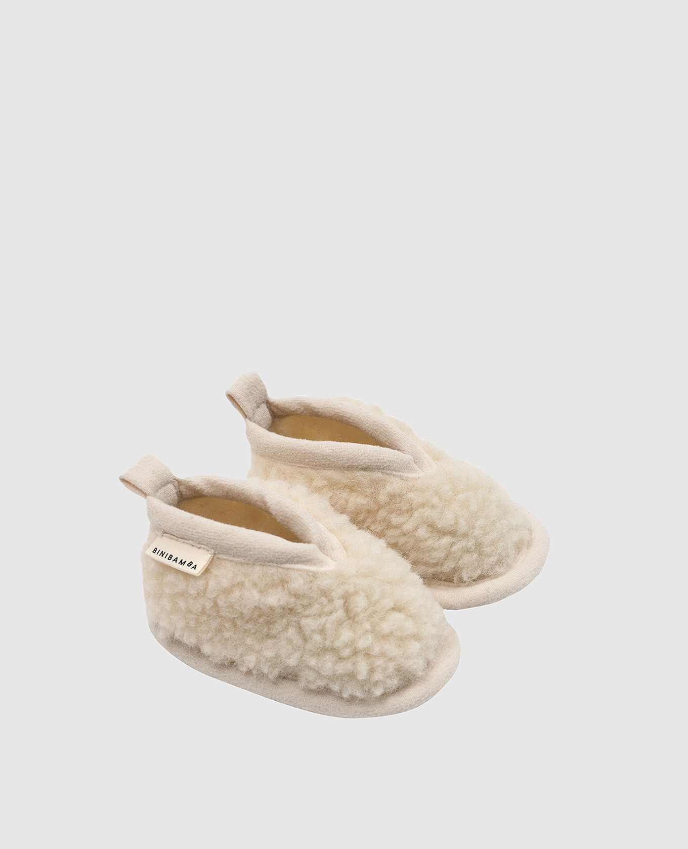 

Children's white merino wool booties Binibamba