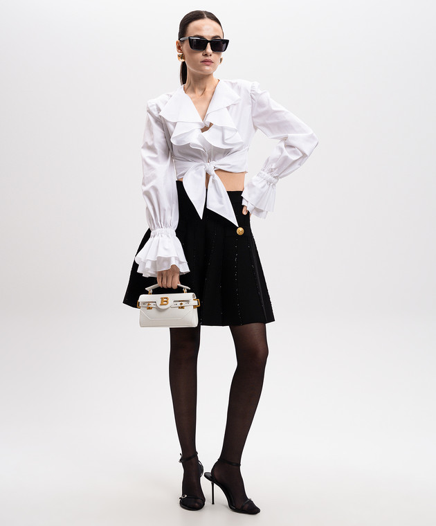 スカート BALMAIN EF1LB929KI15 Skirts Black Flared knit skirt with sparkly stripes black black - Women