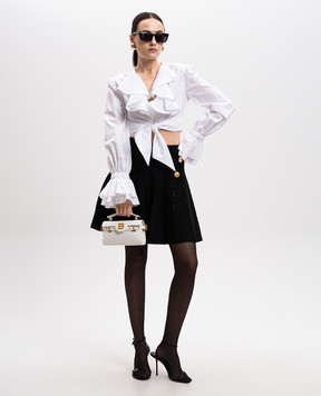 Balmain White cropped blouse with ruffles EF1HU296CB02