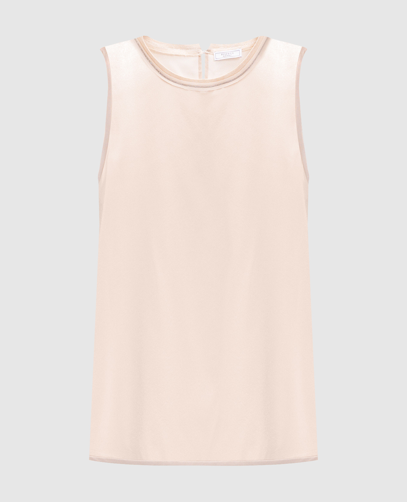 Beige silk top with monil chain Peserico