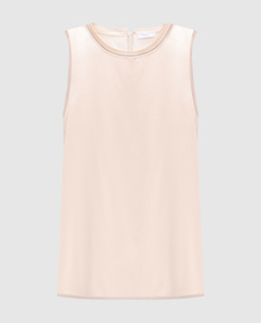 Peserico Beige silk top with monil chain S08893V7325A