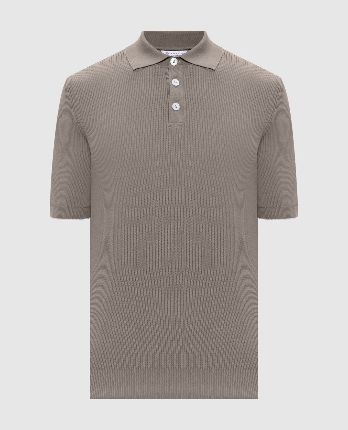 

Khaki ribbed polo shirt Brunello Cucinelli