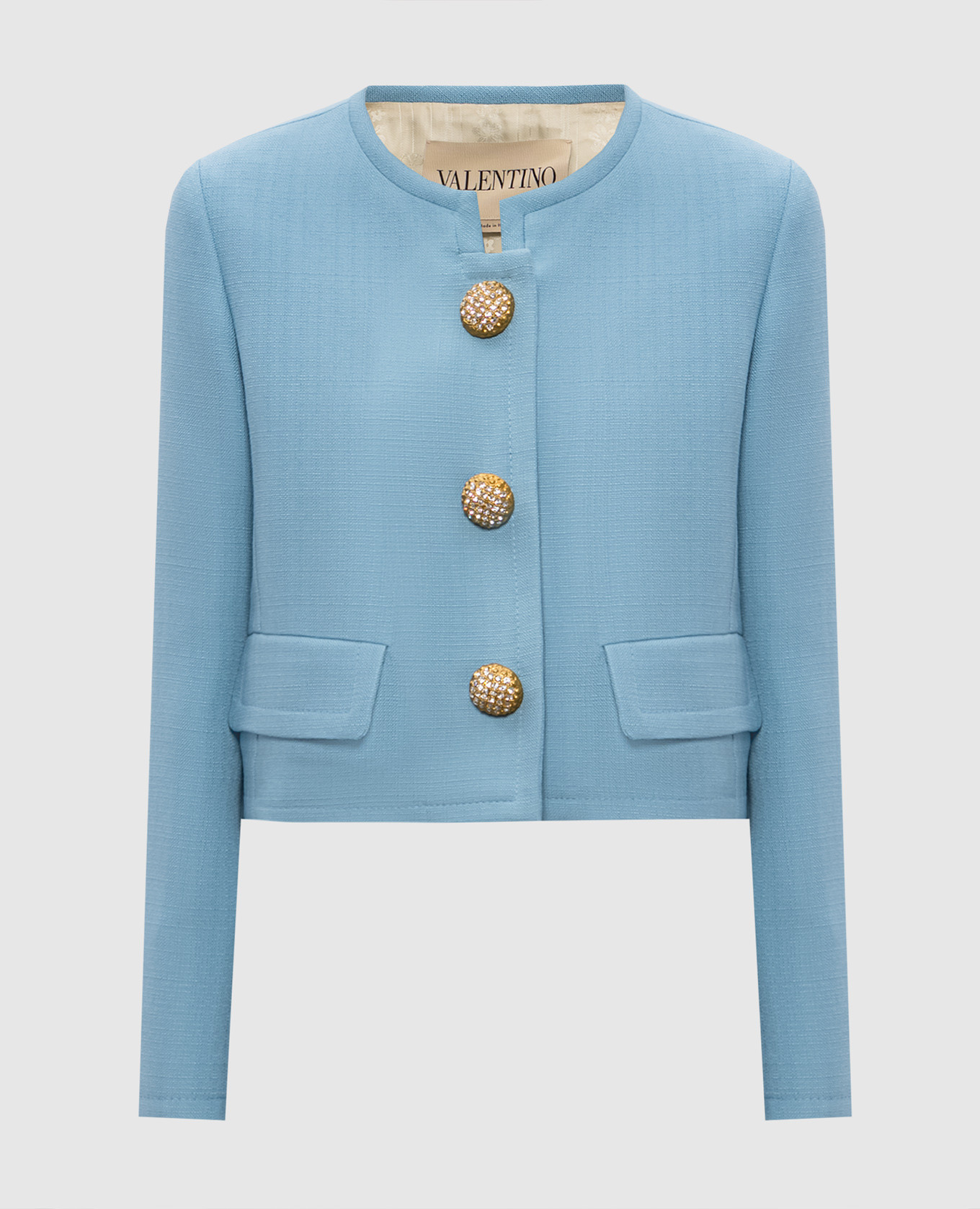 Veste courte bleue avec cristaux