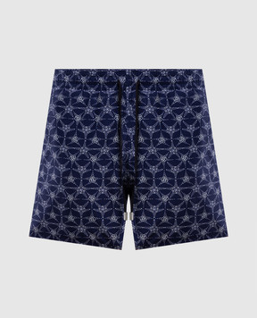 Vilebrequin Jim Starlettes Bicolore Blue Logo Print Swim Shorts MOOAB109