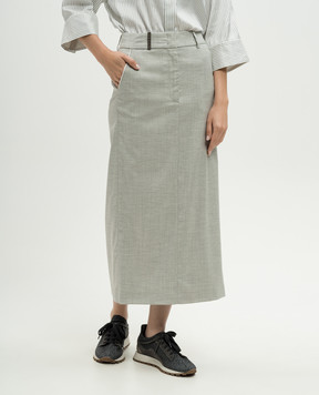 Peserico Gray wool skirt with monil chain A0559506461