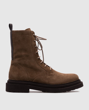Brunello Cucinelli Brown suede boots with monil chain MZSFG3036P
