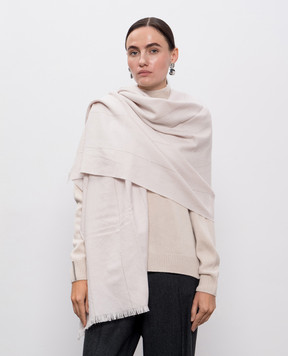Peserico Beige wool scarf with monil chain S31530C0CC662