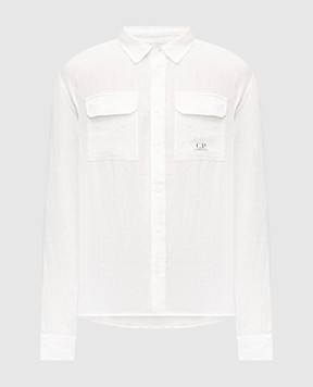 C.P. Company White linen shirt with logo print MSH250A005415G