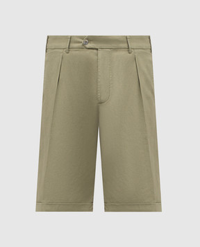 CAPOBIANCO Green linen shorts 18M857PI01
