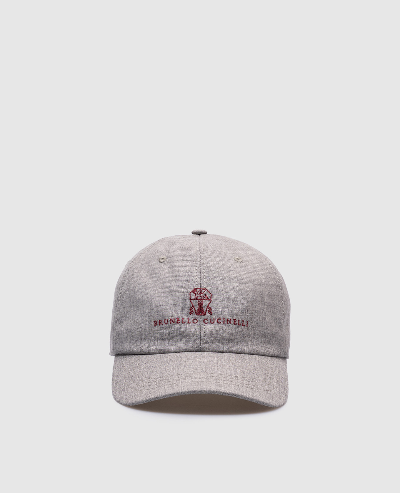 

Grey wool cap with contrast logo emblem embroidery Brunello Cucinelli