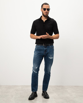 Dolce&Gabbana Black polo with DG logo embroidery G8SG0ZG7N4P
