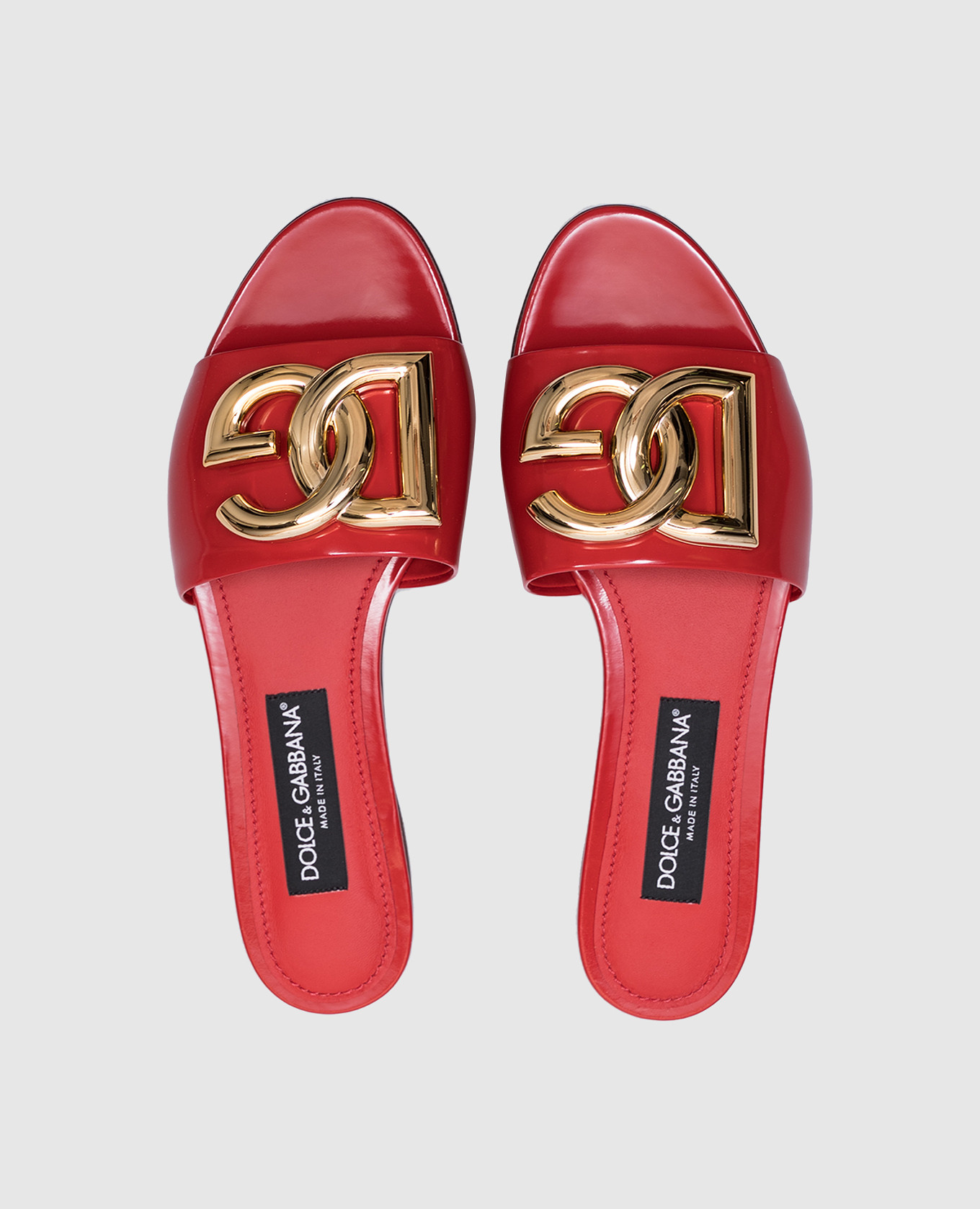 

Red leather glossy flip-flops with logo Dolce&Gabbana