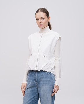 MooRER ZEFY white vest with linen ZEFYWFC
