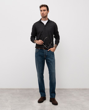 Sease Gray wool polo shirt WP032XG004