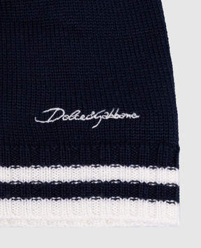 Dolce&Gabbana Children's blue cap made of wool with logo embroidery LBKHA7JCVW0