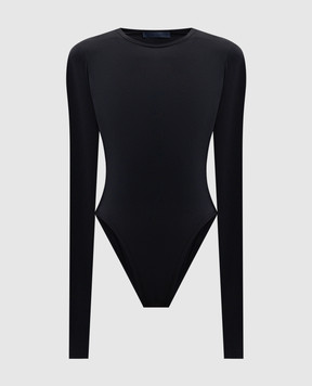 Juun.j Black bodysuit with logo print JW5941W025