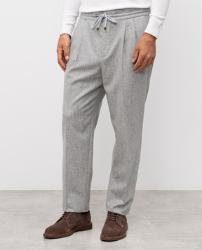 Brunello Cucinelli Grey melange wool trousers M038PE1710