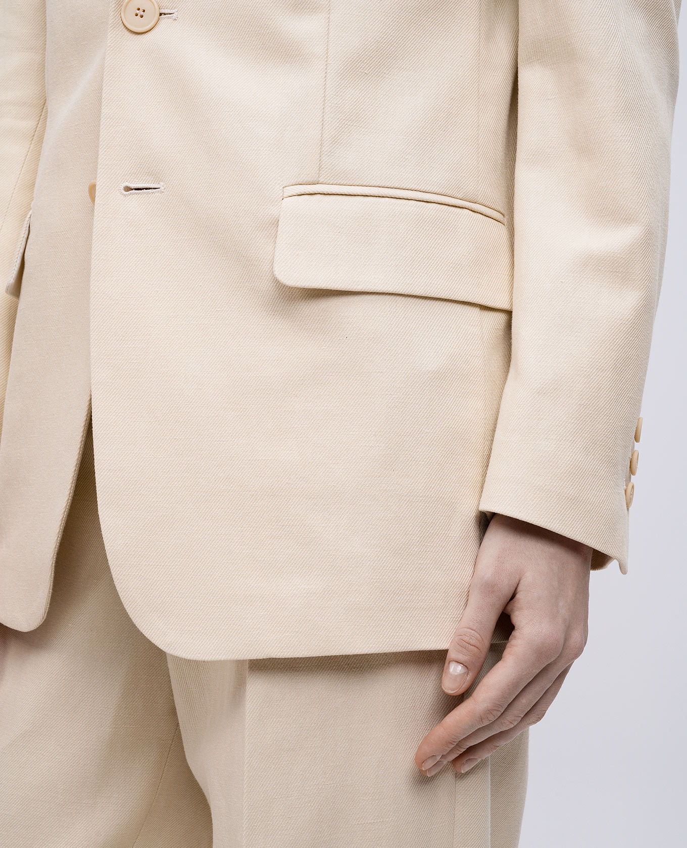 Beige linen jacket with logo emblem Twinset 5