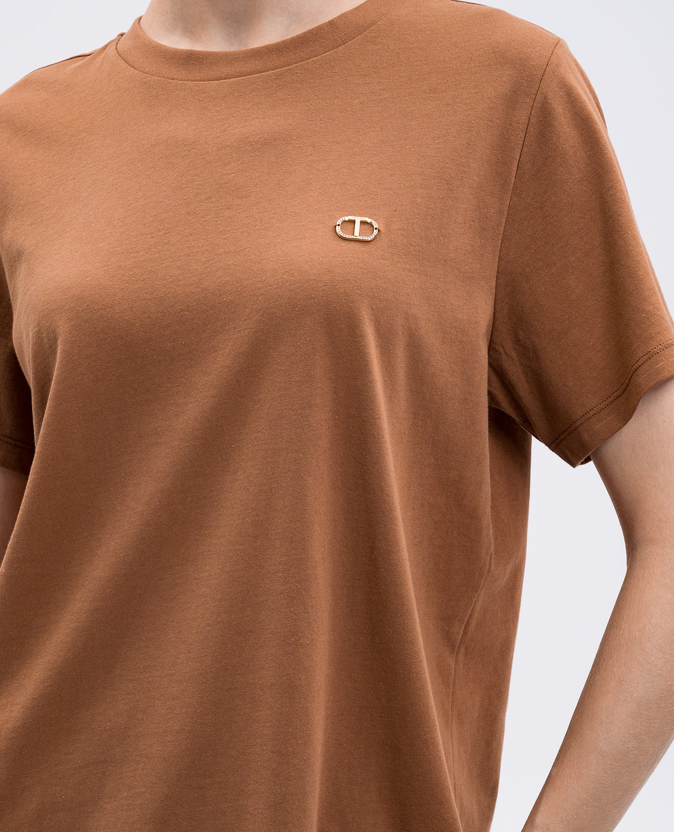 

Brown T-shirt with logo Twinset