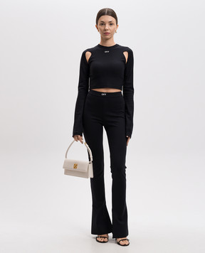 Off-White Black flared pants with logo print OWCD023C99JER001