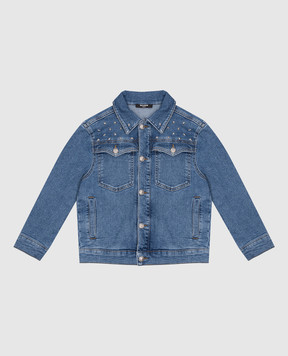 Balmain Children's blue denim jacket with logo BV2P17Z23631214