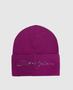 Dolce&Gabbana Children's pink cap made of wool with sequins LBKH94JCVWF