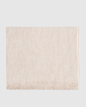 Brunello Cucinelli Beige striped linen scarf MSCDAGL40