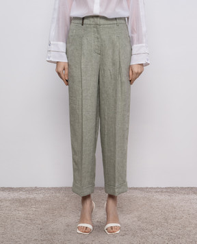 Peserico Green linen pants P0403502603