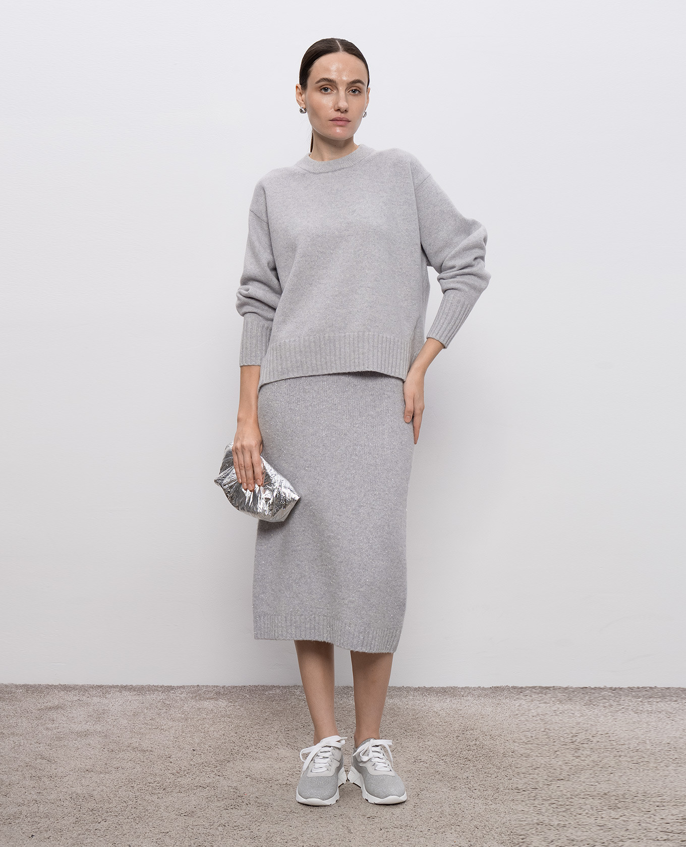 

Gray wool and cashmere sweater with lurex Peserico, Grey