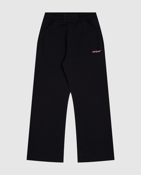 Off-White Children's black sports pants with a logo print OGCH00AF24FLE001