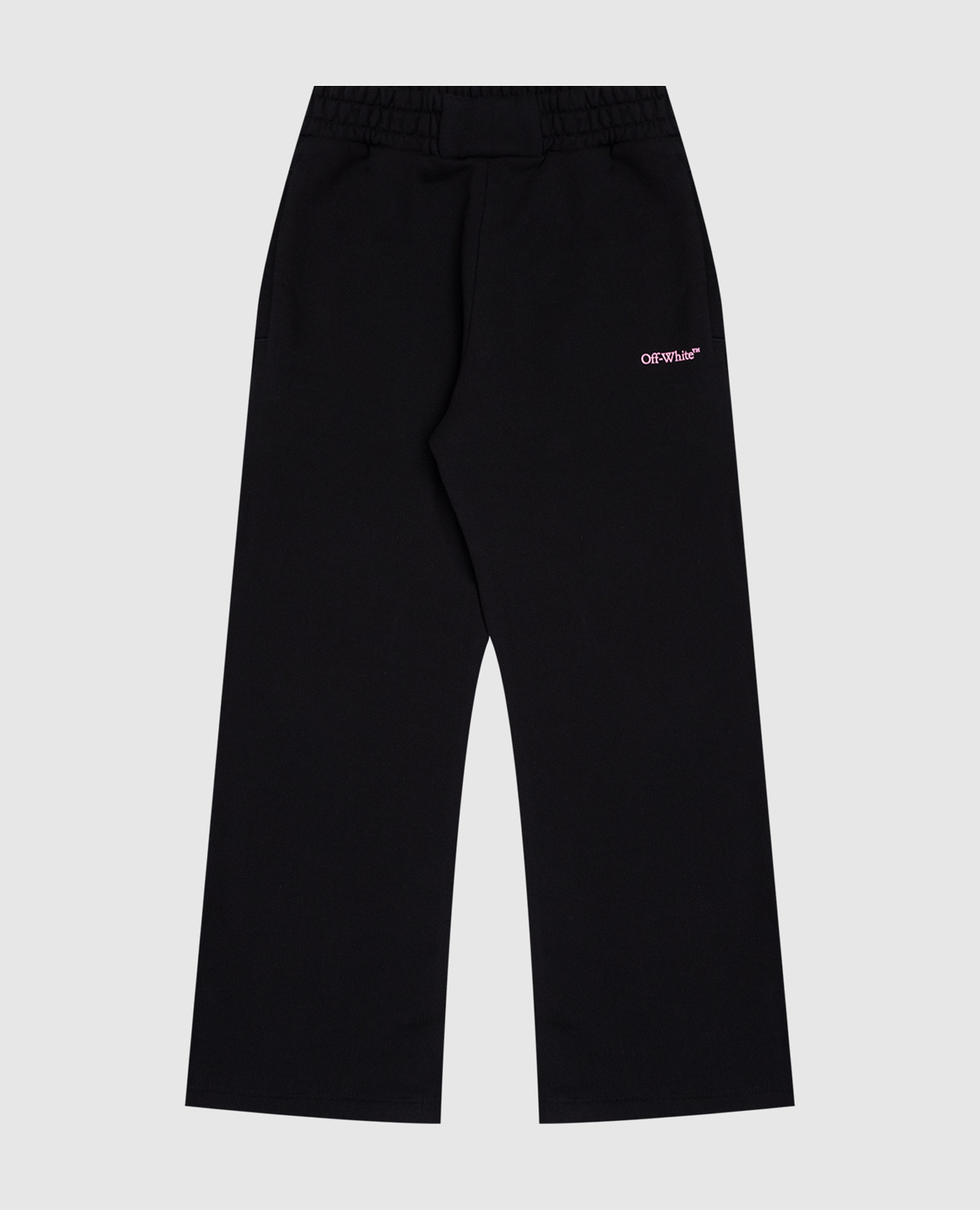Children's black sports pants with a logo print off-white