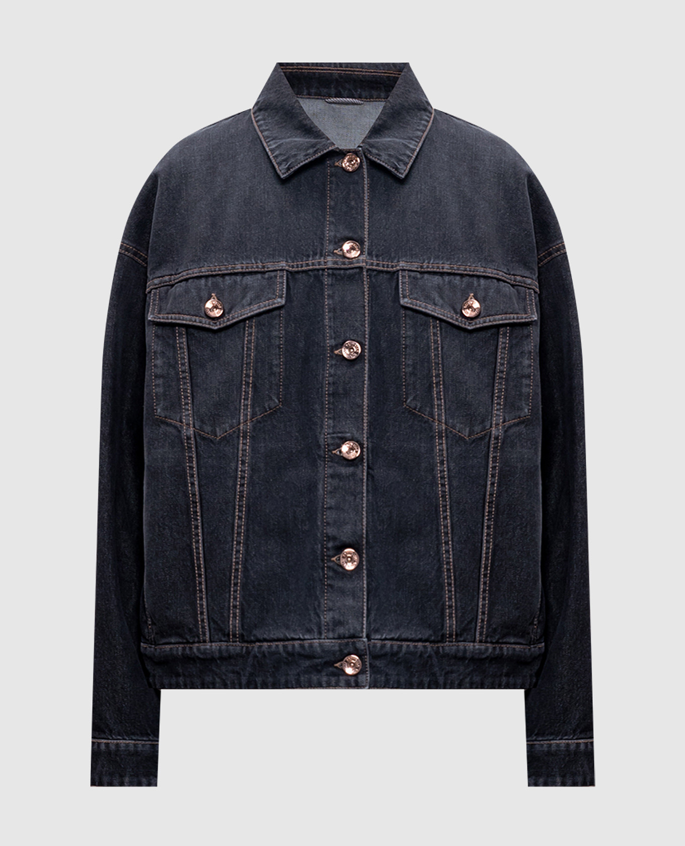 

Gray denim jacket with monil chain Brunello Cucinelli, Grey