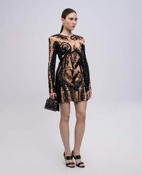 Balmain Beige embroidered mini dress EF1R9268PC72