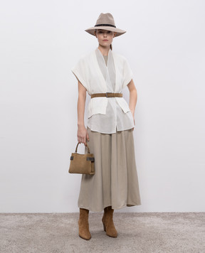 Brunello Cucinelli Beige dress with linen MH126A5171