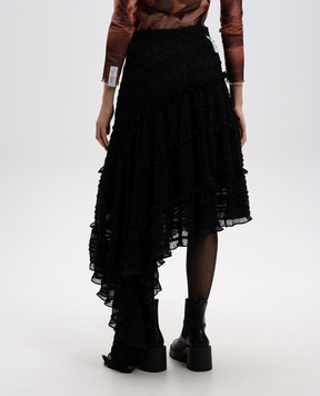 Rokh Black skirt of asymmetrical cut R2CA187