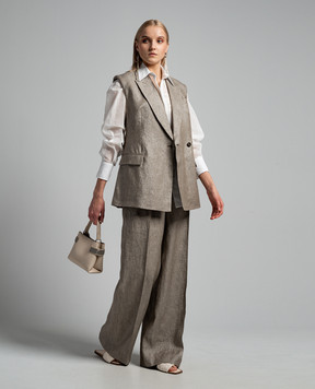 Brunello Cucinelli Beige linen vest with lurex MH5672006