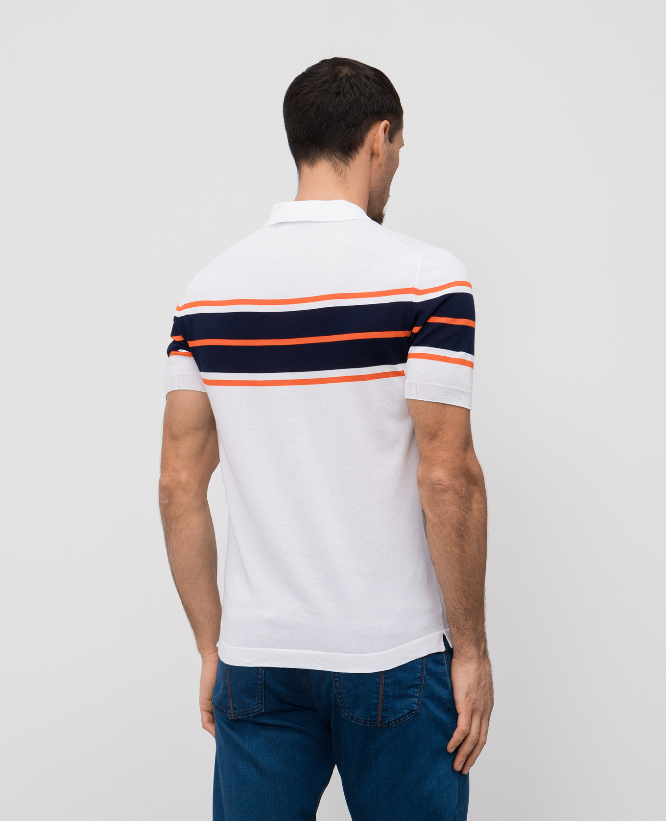 

ACAYA white polo shirt with stripes MooRER