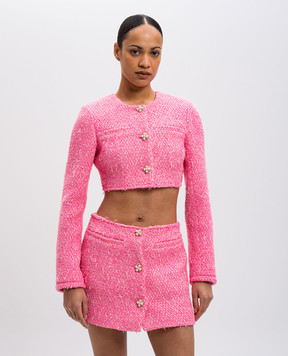 Vetements Pink wool and beaded cropped tweed jacket WA66JA430H
